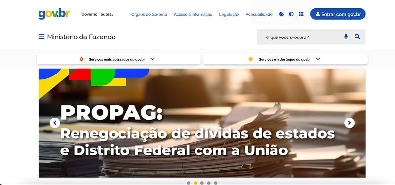 Официальный портал Министерства финансов Бразилии (Ministério da Fazenda)