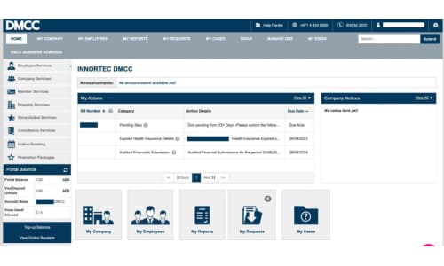 个人账户页面，方便在线追踪 DMCC公司注册流程
