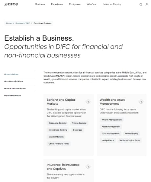 розділ на офіційній сторінці DIFC