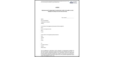 Form for procuring permission to offer or trade cryptocurrency in the EU