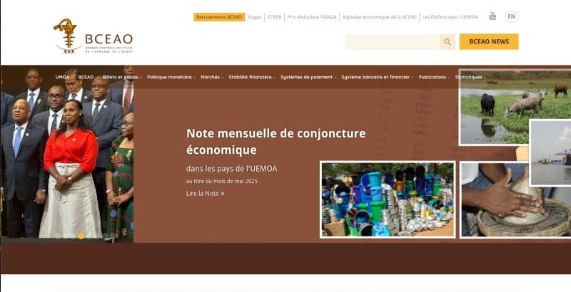Сайт Центрального банку держав Західної Африки